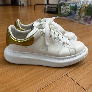Alexander McQueen White & Gold Croc Oversized Sneakers Size 41